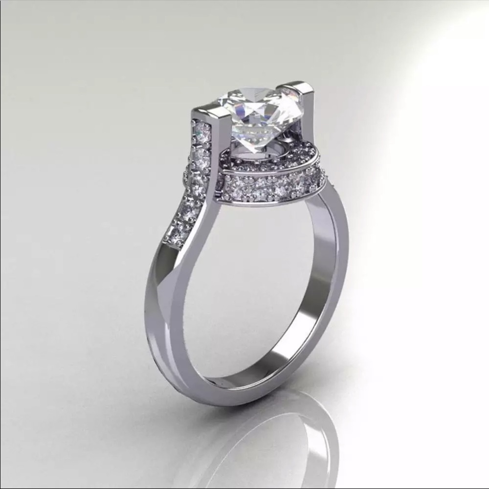 New Round Cut 925 Sterling Silver Diamond Ring - Picture 5 of 6